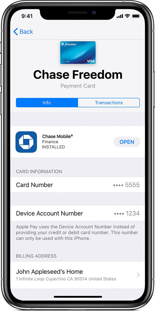 Card view in the Wallet app