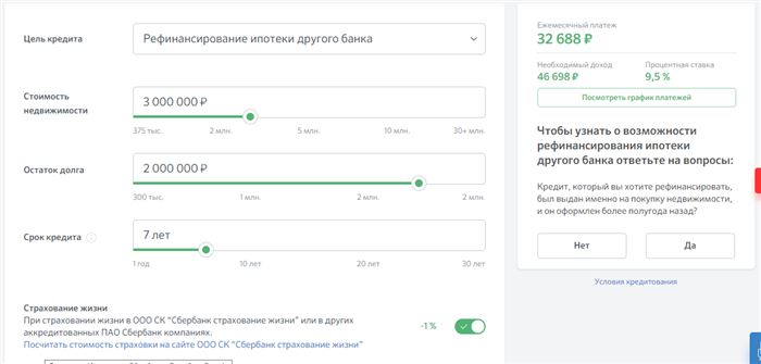 Калькулятор рефинансирования ипотечного кредита